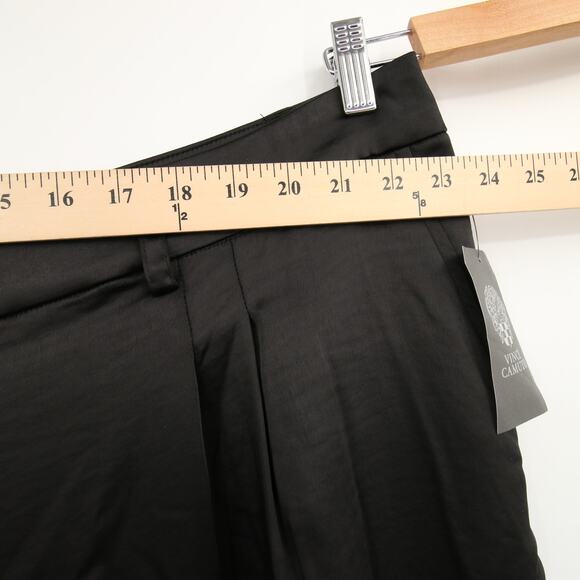Vince Camuto Pants Black Wide Leg Front Pleat Satin Trouser Workwear Casual 22W - Picture 7 of 14